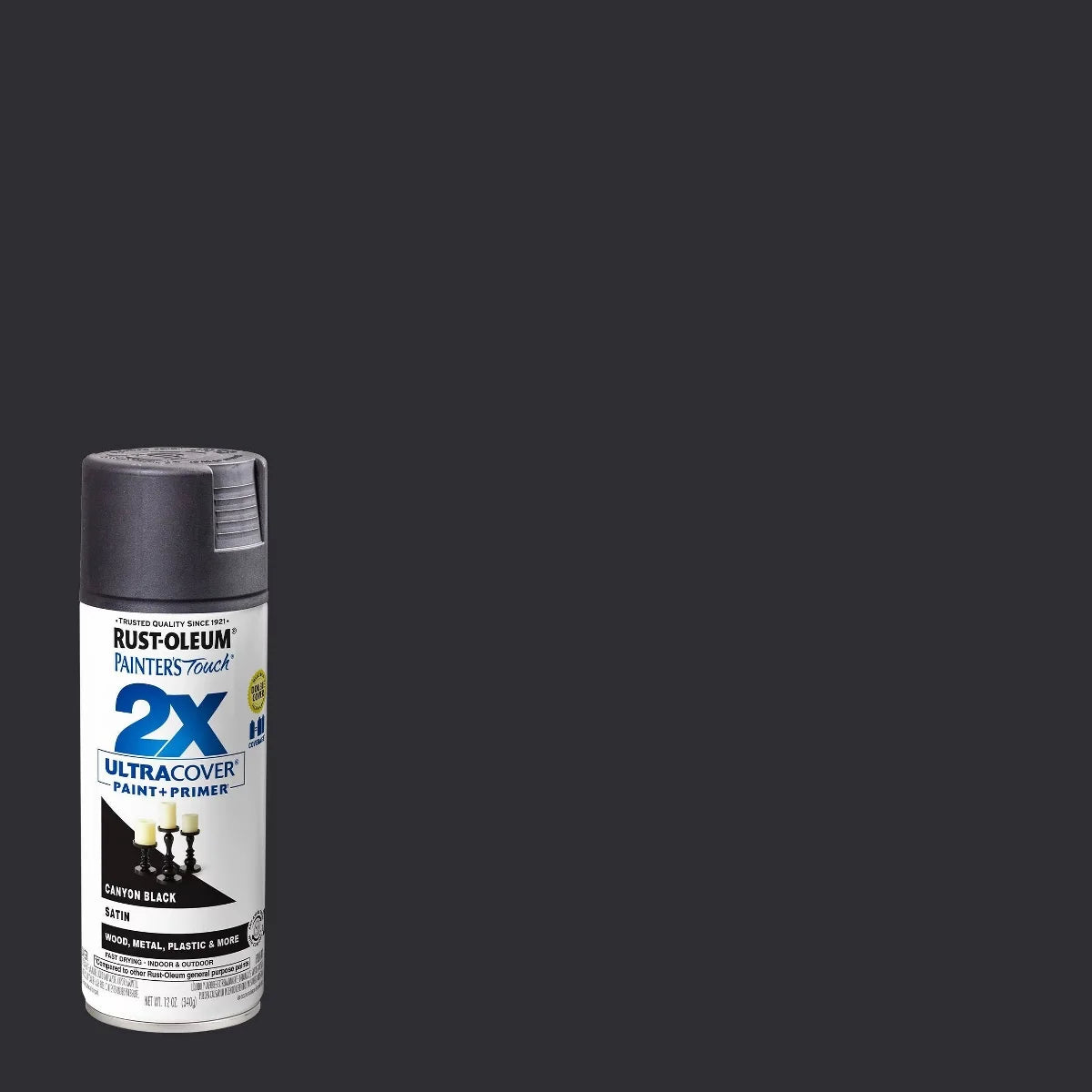Rust-Oleum Ptouch 2X + Spray Paint Satin Canyon Black: Oil-Based, Interior/Exterior, Wood & Metal, Fast-Drying