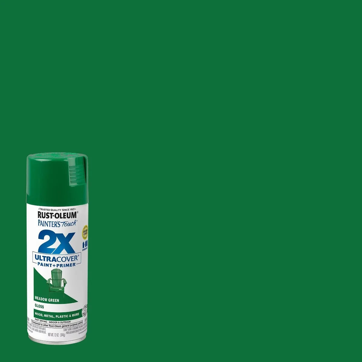 Rust-Oleum Ptouch 2X + Spray Paint Gloss Meadow Green: Oil-Based for Wood & Metal, Interior/Exterior, 12 oz