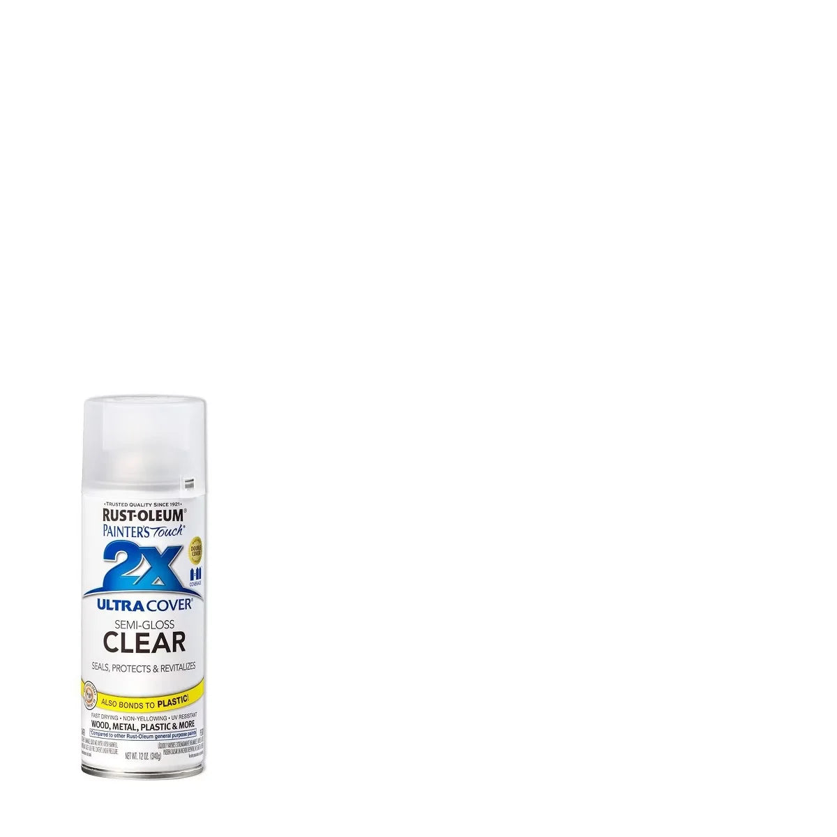 Rust-Oleum 12oz 2X Painter's Touch Ultra Cover Semi-Gloss Spray Paint Clear: Enamel Sealer for Interior & Exterior Surfaces