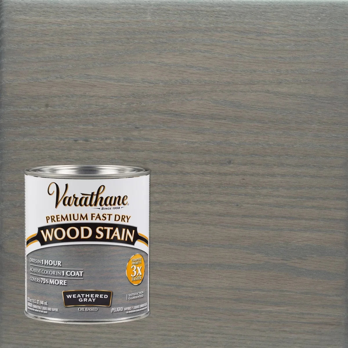 Rust-Oleum 2pk Varathane Premium Fast Dry Wood Stain Quart Weathered Gray: Interior Oil-Based, 275 Sq Ft Coverage