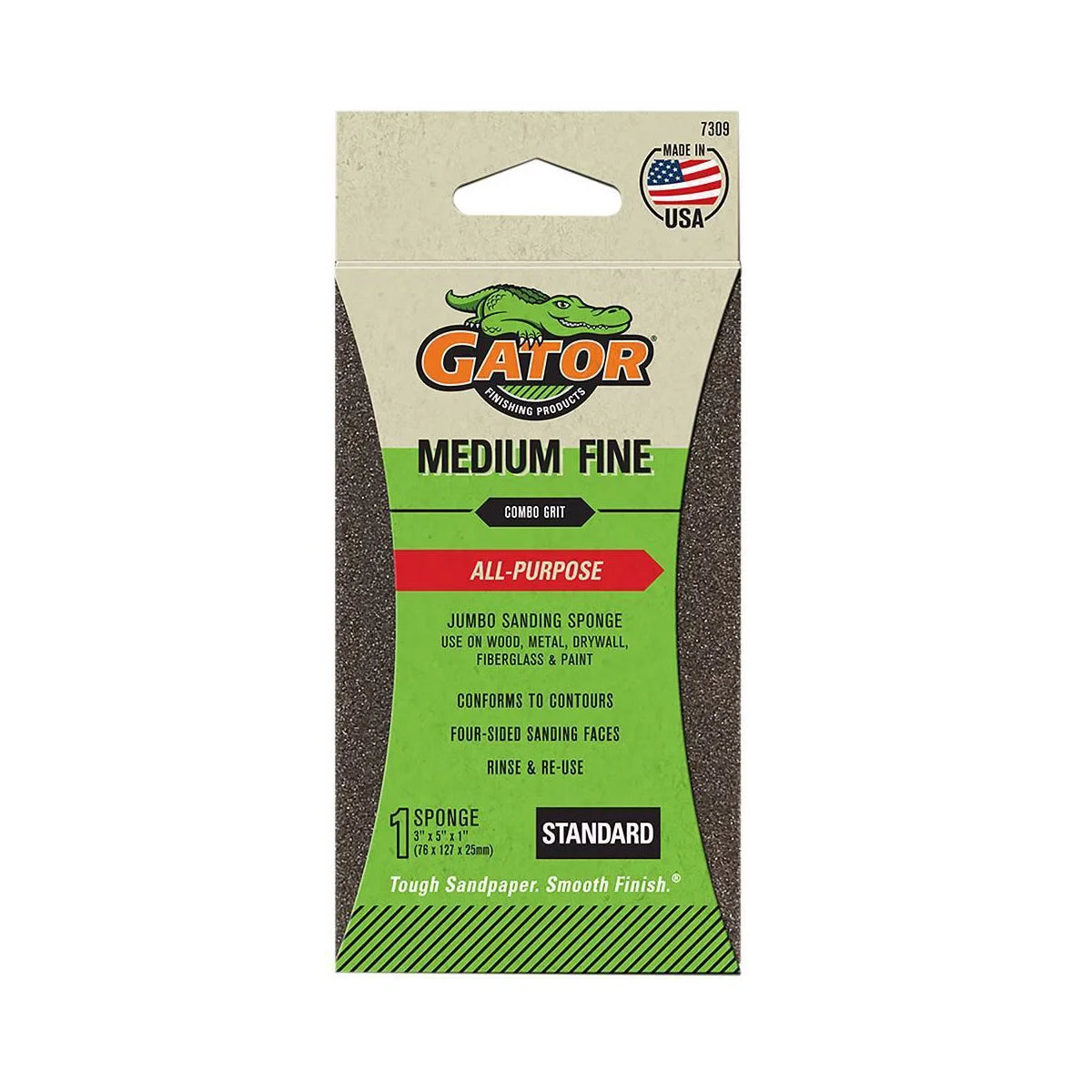 Rust-Oleum Gator Sanding Sponge Med/Fine Grit: Sandpaper Block for Paint, Wood, Metal, Fiberglass, Drywall